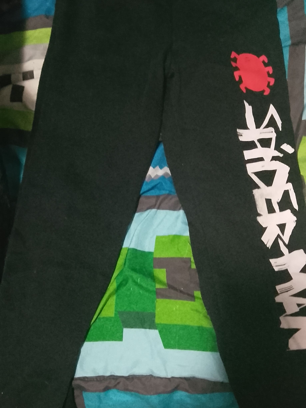 Kids Black Spider Graphic Casual Bottoms